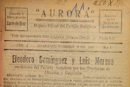 Aurora Órgano Oficial del Partido Socialista.