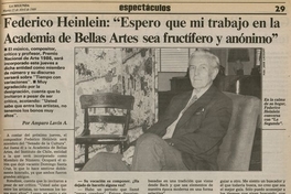 Federico Heinlein: "Espero que mi trabajo en la Academia de Bellas Artes sea fructífero y anónimo"