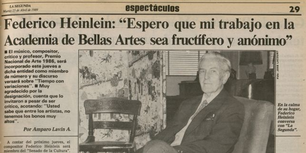 Federico Heinlein: "Espero que mi trabajo en la Academia de Bellas Artes sea fructífero y anónimo"