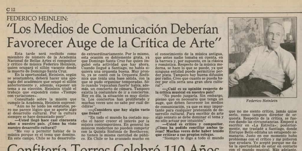 Federico Heinlein: "Los medios de comunicación deberían favorecer auge de la crítica de arte"