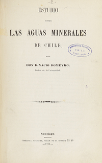 Estudio sobre las aguas minerales de Chile