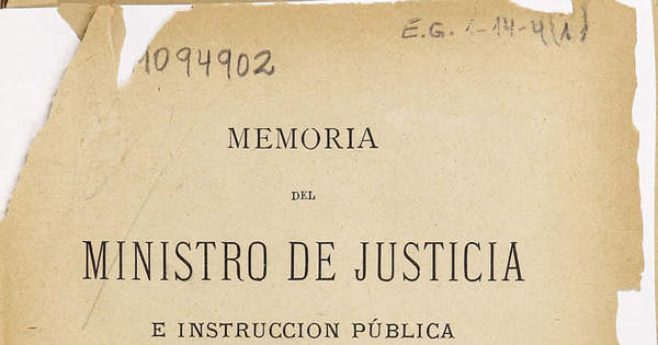 Memoria del Ministerio de Justicia e Instrucción Pública.