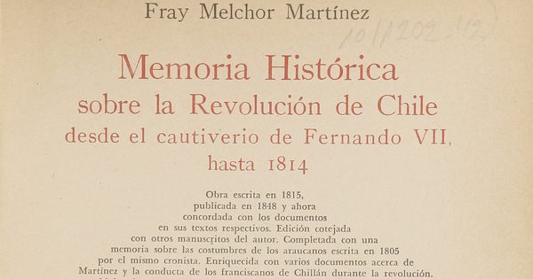 Colección de historiadores y de documentos relativos a la Independencia de Chile: tomo XLI