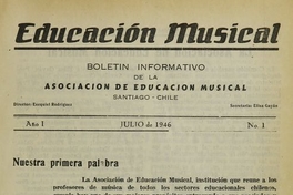 Educación Musical. Número 1, julio de 1946