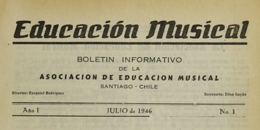 Educación Musical. Número 1, julio de 1946