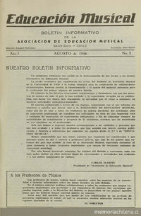 Educación musical : año 1,  número 2, agosto de 1946