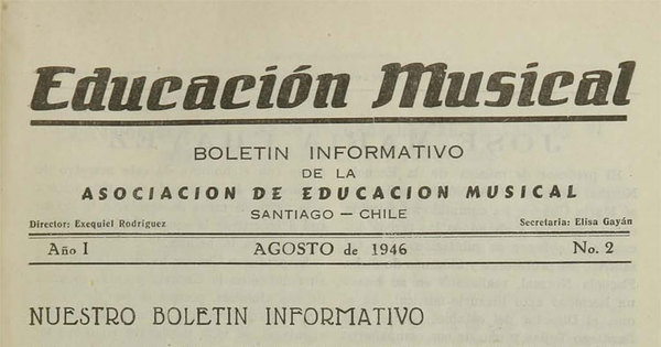 Educación musical : año 1,  número 2, agosto de 1946