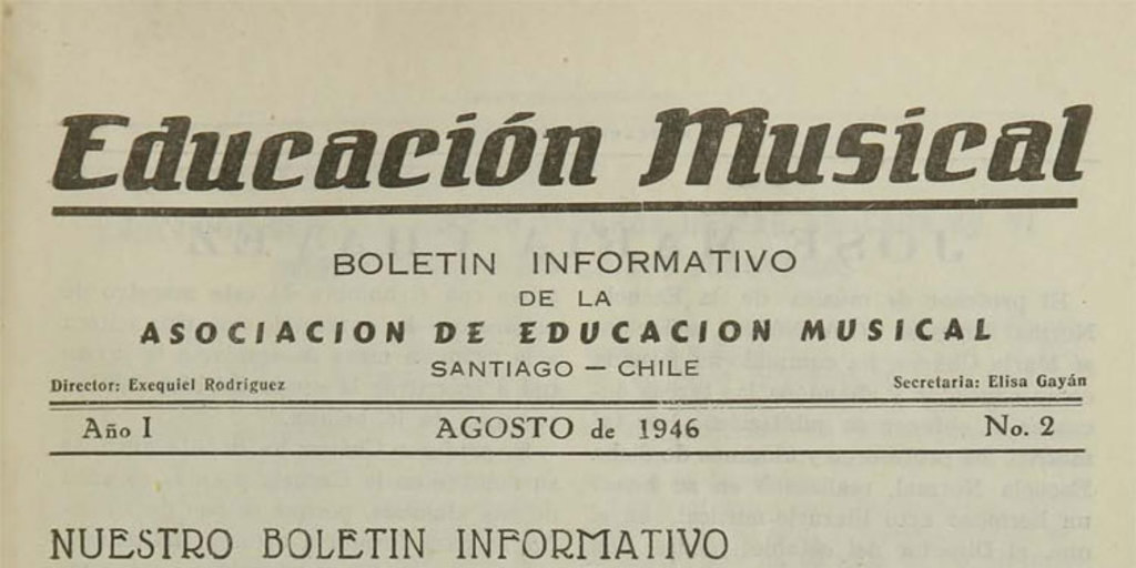 Educación musical : año 1,  número 2, agosto de 1946