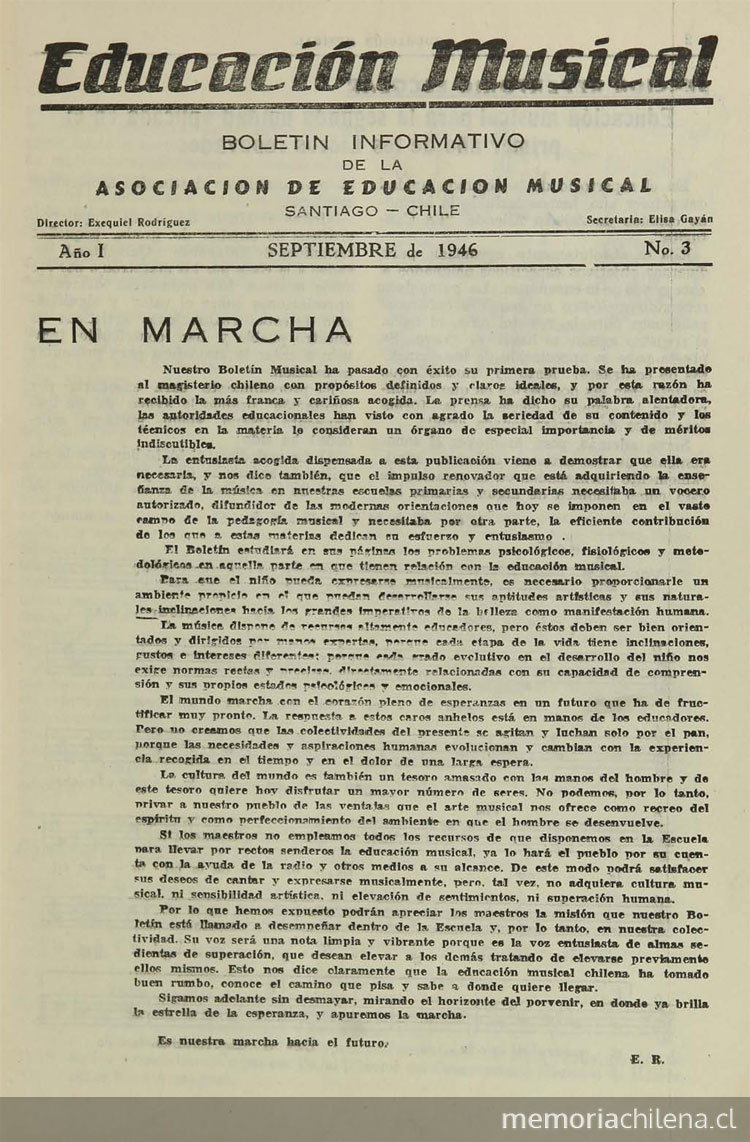 Educación Musical. Número 3, septiembre de 1946