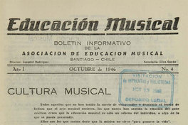 Educación Musical. Número 4, octubre de 1946