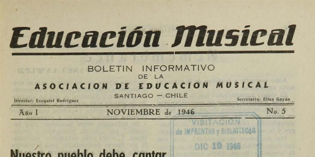 Educación Musical. Número 5, noviembre de 1946