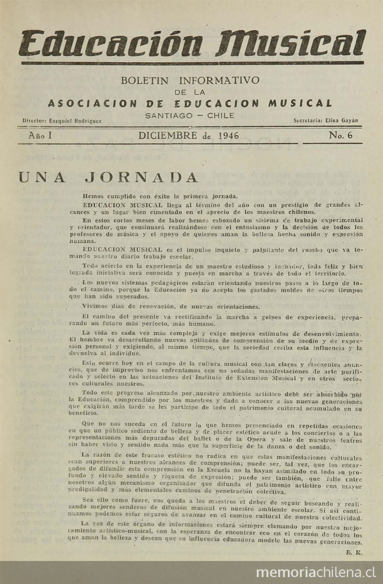 Educación Musical. Número 6, diciembre de 1946