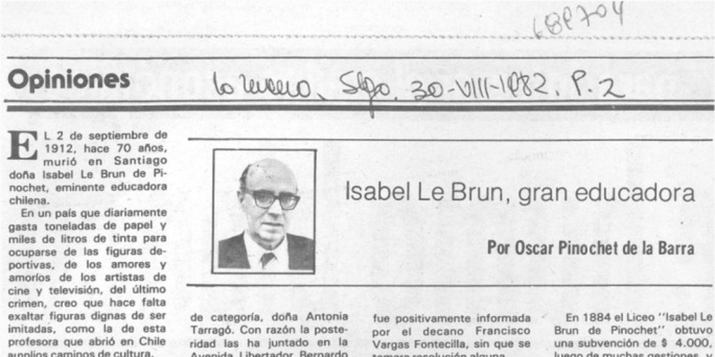 Isabel Le Brun, gran educadora