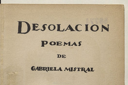 Desolación: poemas de Gabriela Mistral