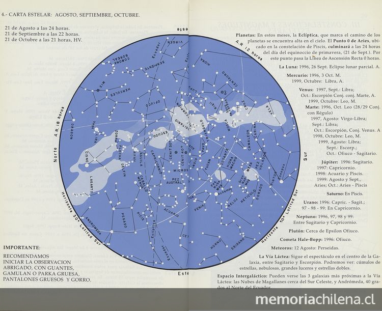 Carta estelar: agosto, septiembre y octubre.