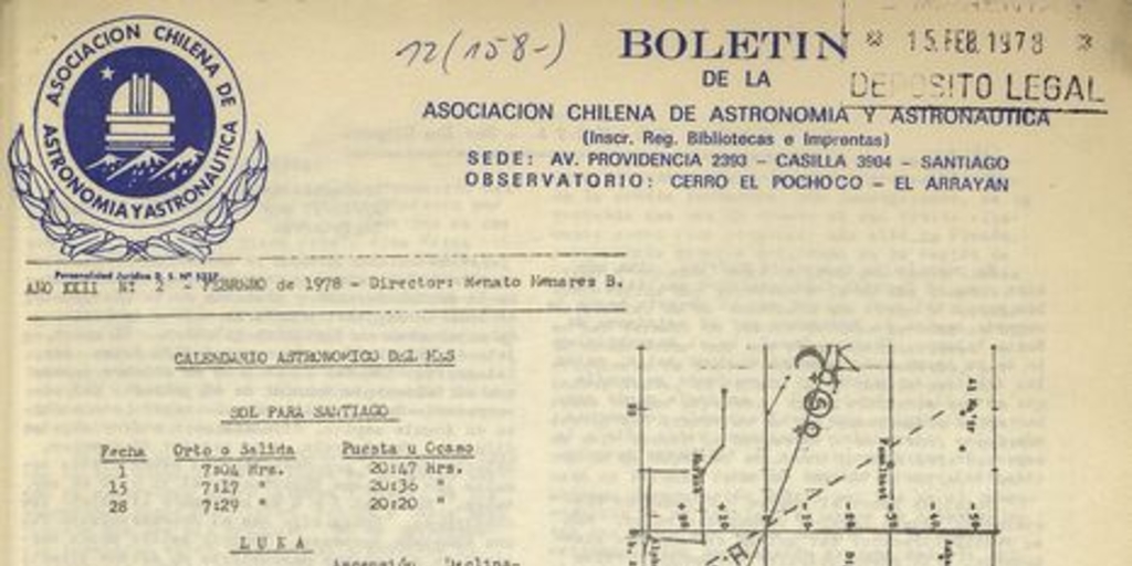 Boletín astronómico. /Asociación Chilena de Astronomía y Astronáutica. Santiago : La Asociación, 1973-1974. 1 v. Año 22: no.1 (1978:ene.)- año 25: no.10 (oct.1981)