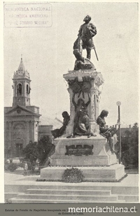 Estatua de Fernando de Magallanes inaugurada el 14 de diciembre de 1920, en la ciudad de Punta Arenas Fuente: Dornellas, Affonso de. Fernão de Magalhães: navegador portuguez ao servico de Hespanha: elementos de estudo. Lisboa: Centro Tip. Colonial Largo Rafael Bordalo Pinheiro, 1930.