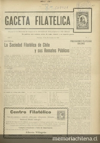 La Gaceta Filatélica. Santiago: La Dirección, 1934-1936 (Santiago : Talls. Gráf. Cóndor)