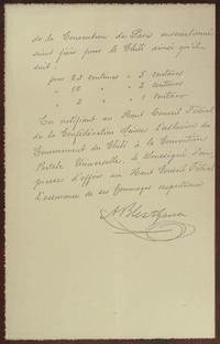 Carta solicitud de ingreso de Chile a la Unión Postal Universal, redactada por el diplomático Alberto Blest Gana.