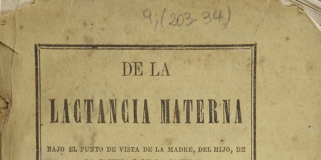 De la lactancia materna: bajo el punto de vista de la madre, del hijo, de la familia y de la sociedad