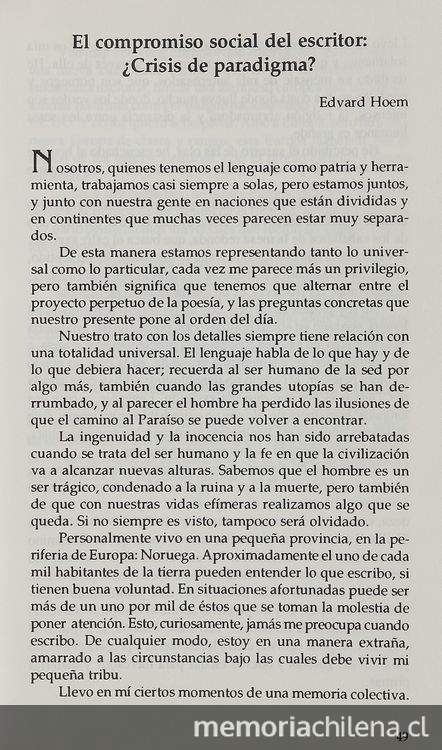  El compromiso social del escritor: ¿crisis de paradigma?