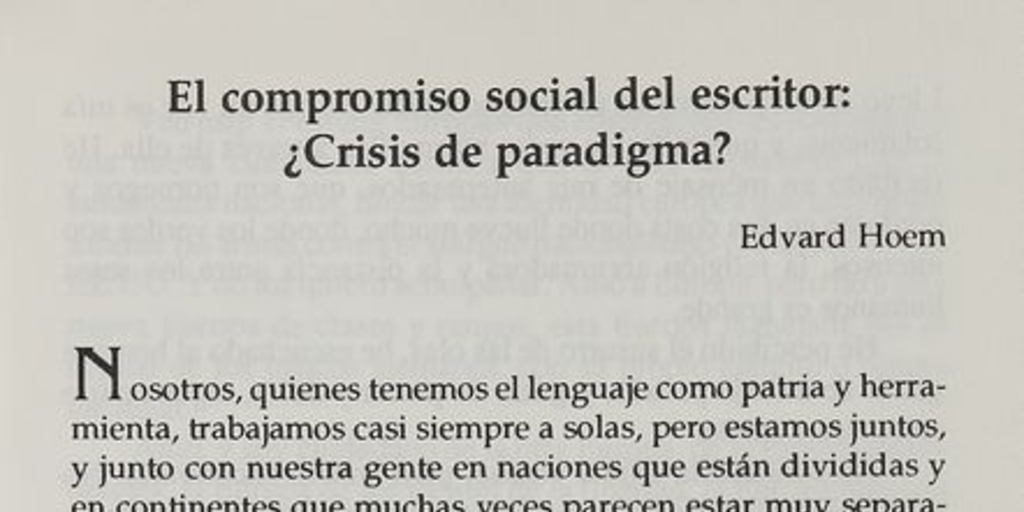  El compromiso social del escritor: ¿crisis de paradigma?