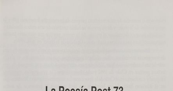 "La poesía chilena Post 73. Escrita por mujeres".