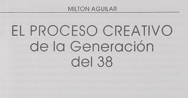 El proceso creativo de la generación del 38