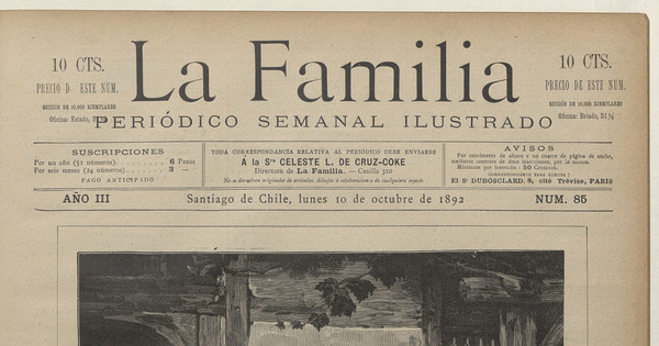 Portada de La Familia: Año III, número 85, 10 de octubre de 1892