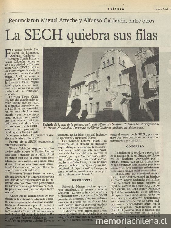 La SECh quiebra sus filas