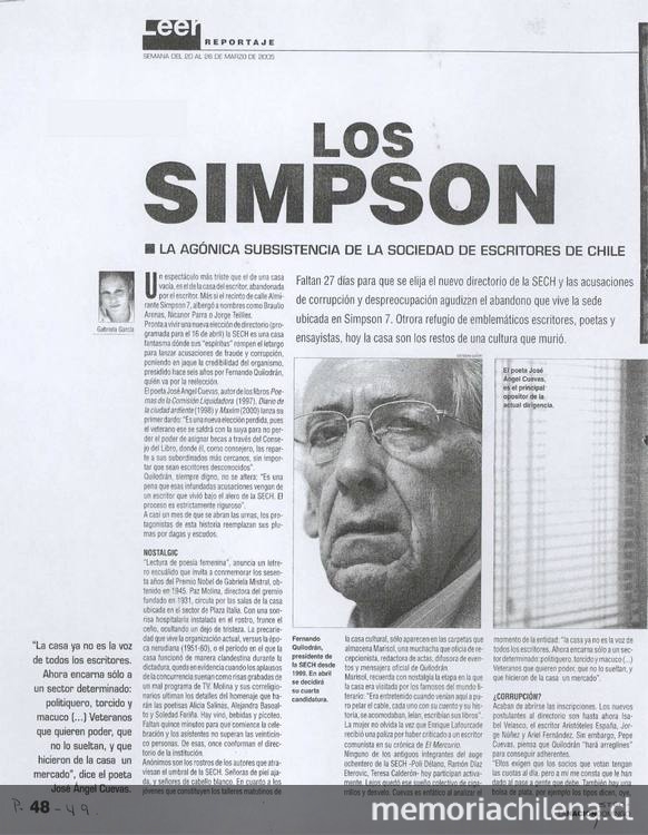 Los Simpson: la agónica subsistencia de la Sociedad de Escritores de Chile