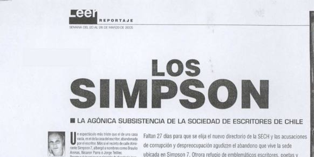 Los Simpson: la agónica subsistencia de la Sociedad de Escritores de Chile