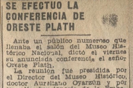 Se efectuó conferencia de Oreste Plath