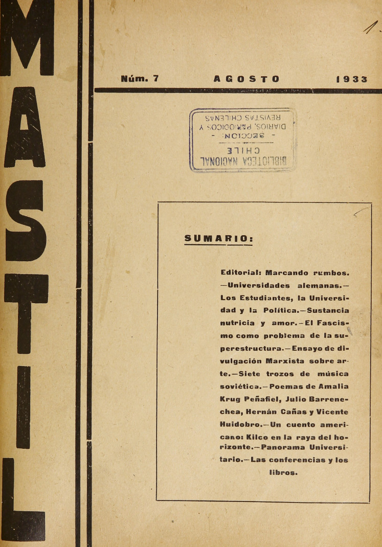 Mástil. Año 4, número 7, agosto de 1933