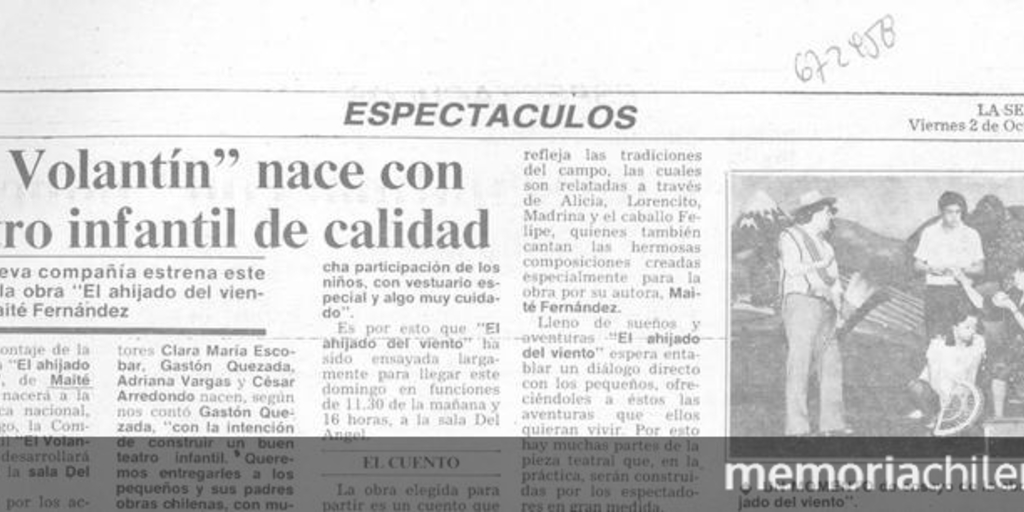 "El volantín" nace con teatro infantil de calidad