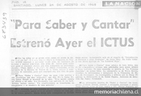 "Para saber y cantar" estrenó ayer el ICTUS