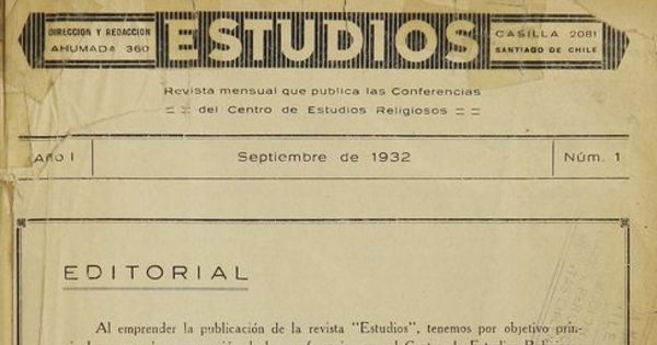 Estudios: número 1, septiembre 1932