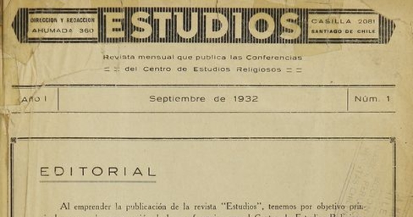 Estudios: número 1, septiembre 1932