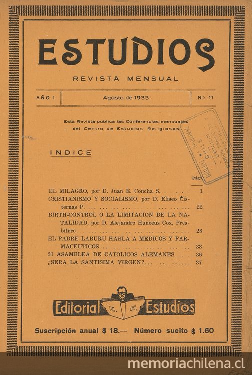 Estudios. Año 1, número 11, agosto de 1933