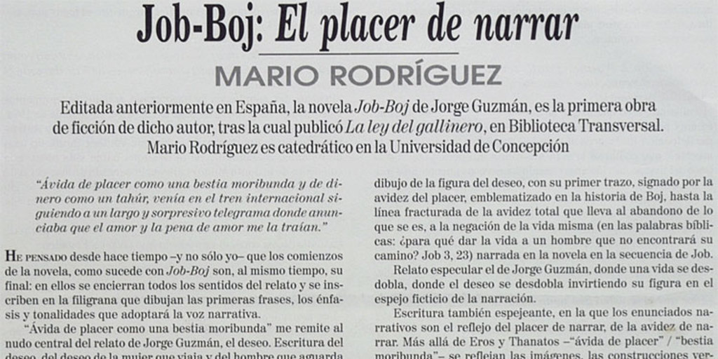 Job-Boj el placer de narrar