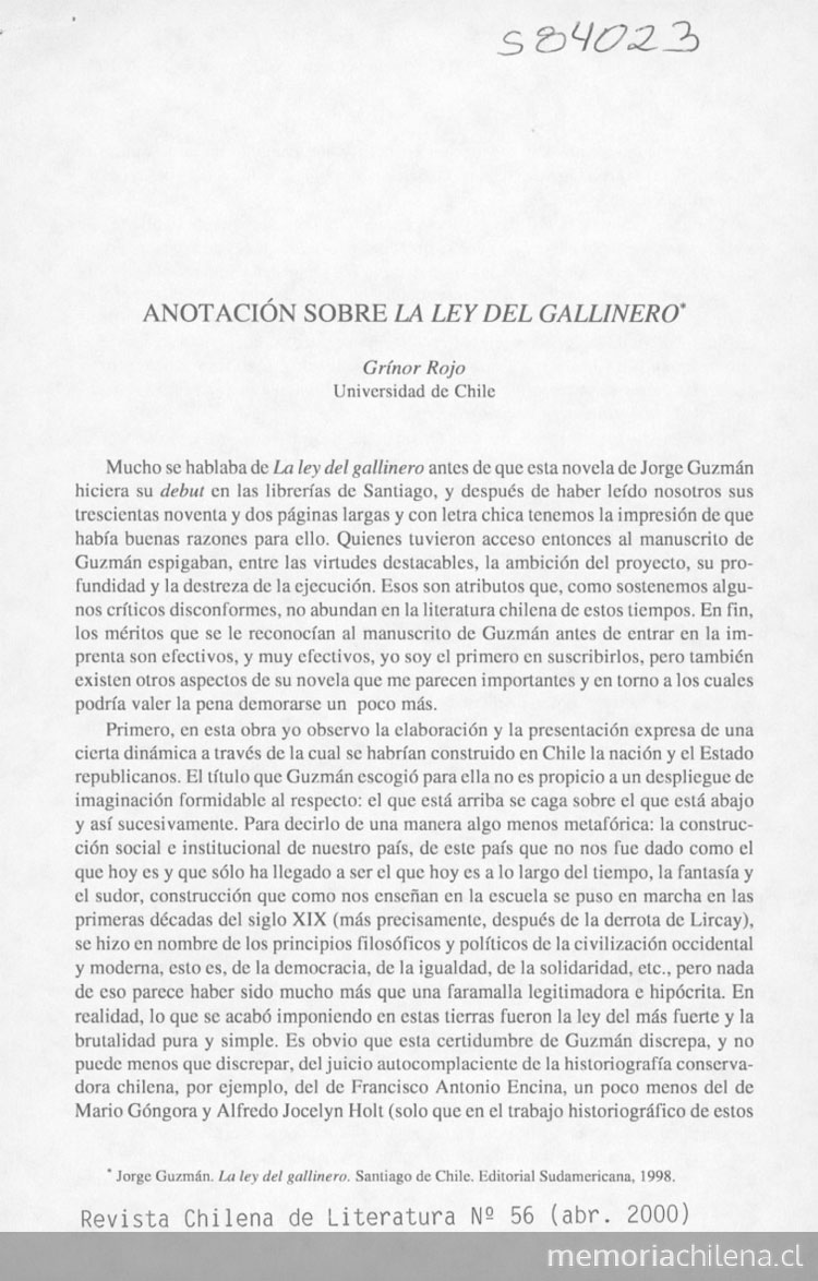 Anotación sobre la ley del gallinero