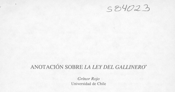 Anotación sobre la ley del gallinero