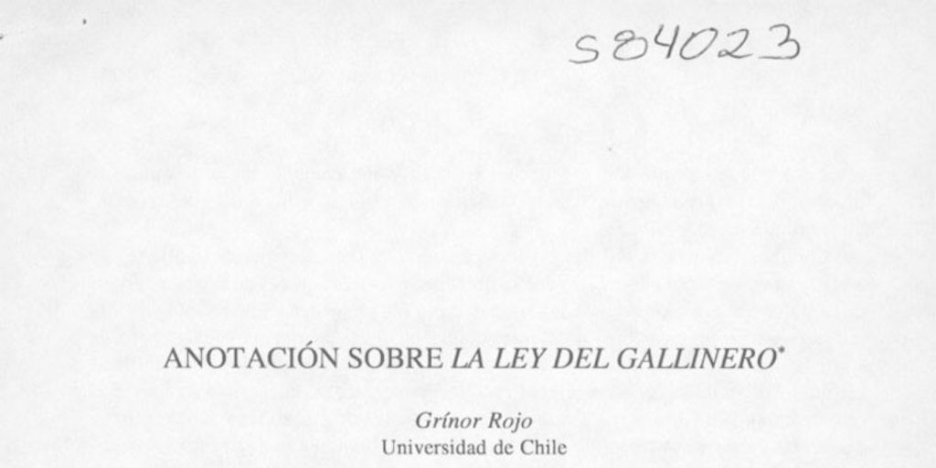 Anotación sobre la ley del gallinero