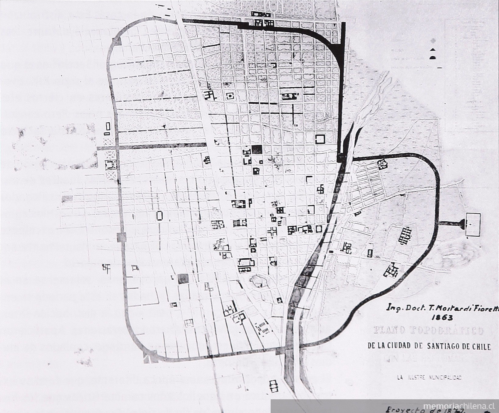 Plano topográfico de la ciudad de Santiago 1863