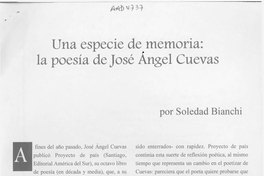 Una especie de memoria: la poesía de José Ángel Cuevas