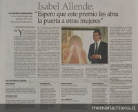 Isabel Allende: "Espero que este premio les abra la puerta a otras mujeres"