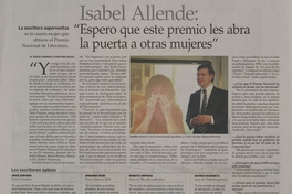 Isabel Allende: "Espero que este premio les abra la puerta a otras mujeres"