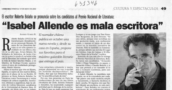 "Isabel Allende es mala escritora"