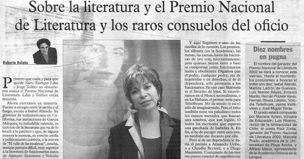 Sobre la literatura y el Premio Nacional de Literatura y los raros consuelos del oficio