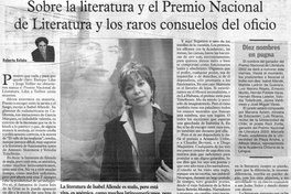 Sobre la literatura y el Premio Nacional de Literatura y los raros consuelos del oficio